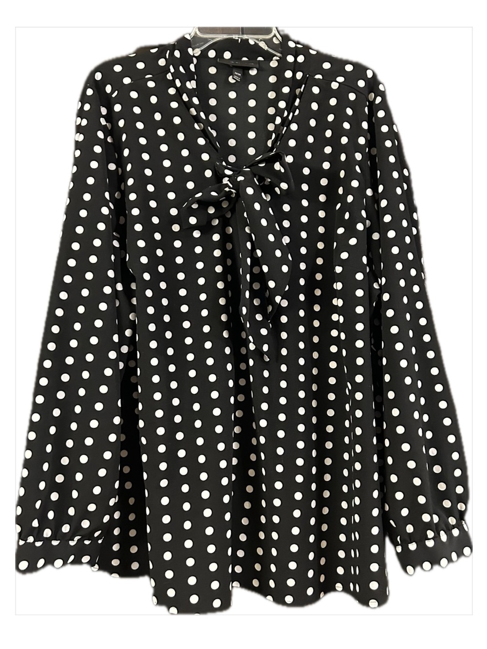 Lane Bryant Polka-Dot Blouse with tie neck detail. Sz 22/24